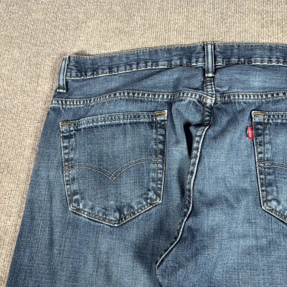 Levis 569 Jeans Mens 36x30 Loose Straight Fit Dark Blue Denim Distressed Baggy